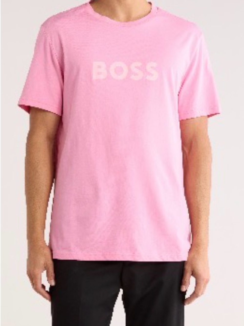 BOSS Pink Logo Short-Sleeve Crewneck Tee